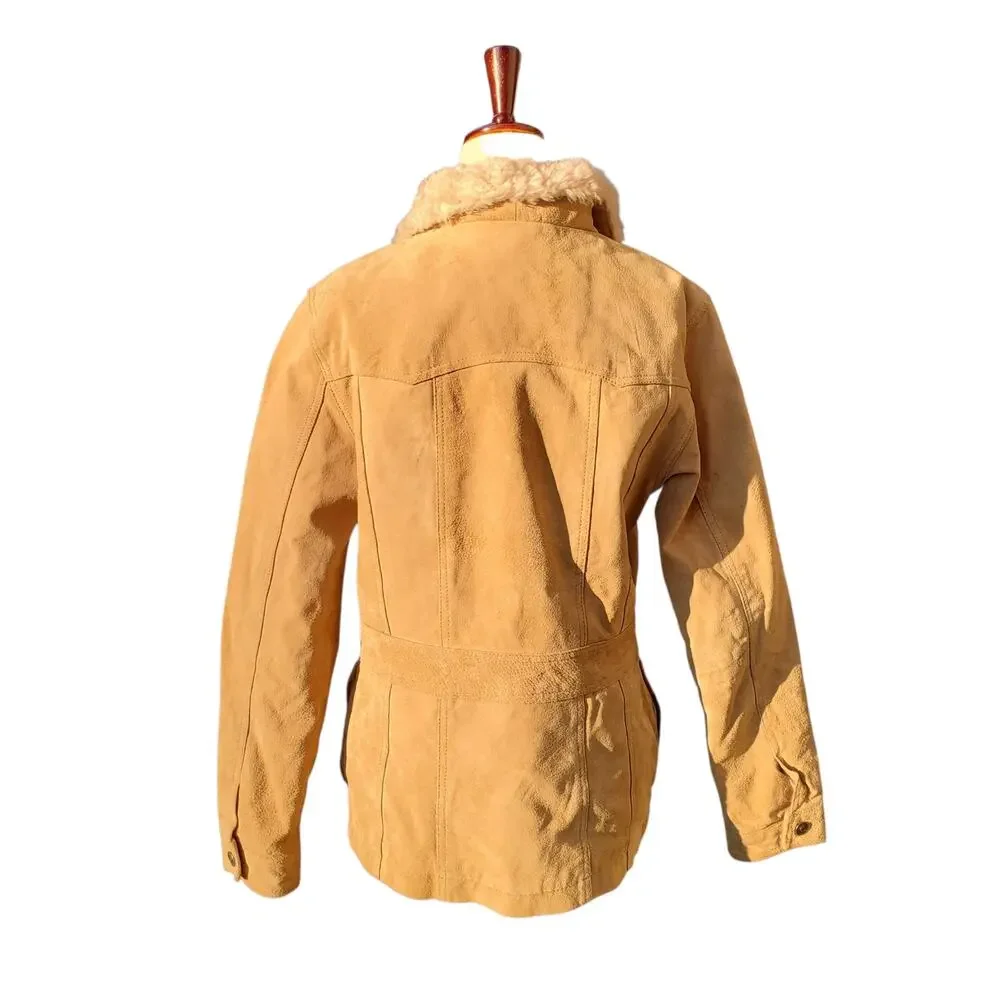 Wilsons Leather Stiffed Suede Faux Shearling Lined Jacket - Women's Medium - Picture 4 of 7